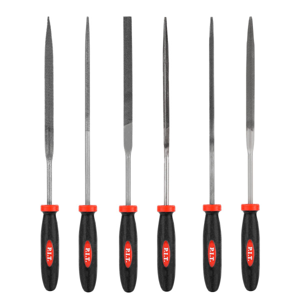 Набор надфилей P.I.T. HSET03-0006 (6шт, №3, 200/100 мм, перекрестная насечка, двухкомп. рукоятка)