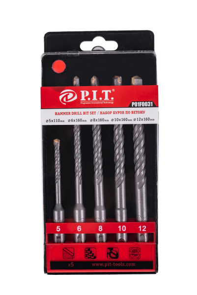 Набор буров (5х110мм, 6х160мм, 8x160мм,10х160мм,12х160мм)