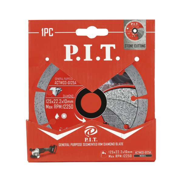 Диск алмазный отрезной сегментированный P.I.T. 125x22,2x1,4 мм (ACTW03-G125A)