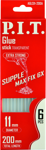 Клеевые стержни P.I.T. длина 200 мм, диаметр 11 мм, прозрачный, 6 шт в уп.(AGLS11-200A)