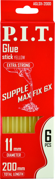 Клеевые стержни P.I.T. длина 200 мм, диаметр 11 мм, желтый, 6 шт в уп.(AGLS11-200D)
